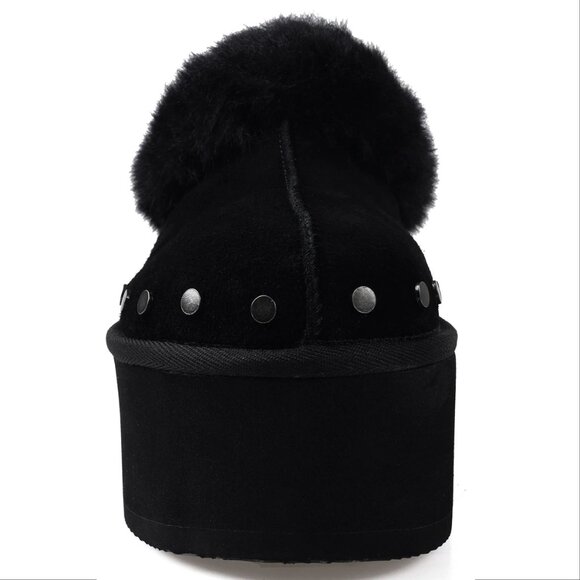 Candie's Sabi Faux Fur Platform Mule Clogs Size 7 Black Suede Studs NEW - Picture 3 of 14